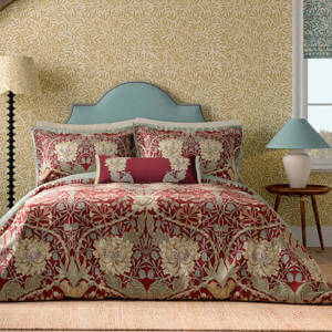 Morris & Co Honeysuckle & Tulip in Red & Gold Duvet Cover Set